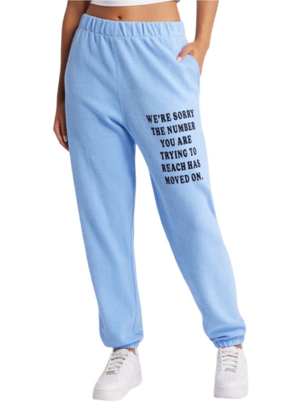 Boys Lie Women’s Size XS Light Blue 1-800 Revamped Rhinestone Track Joggers